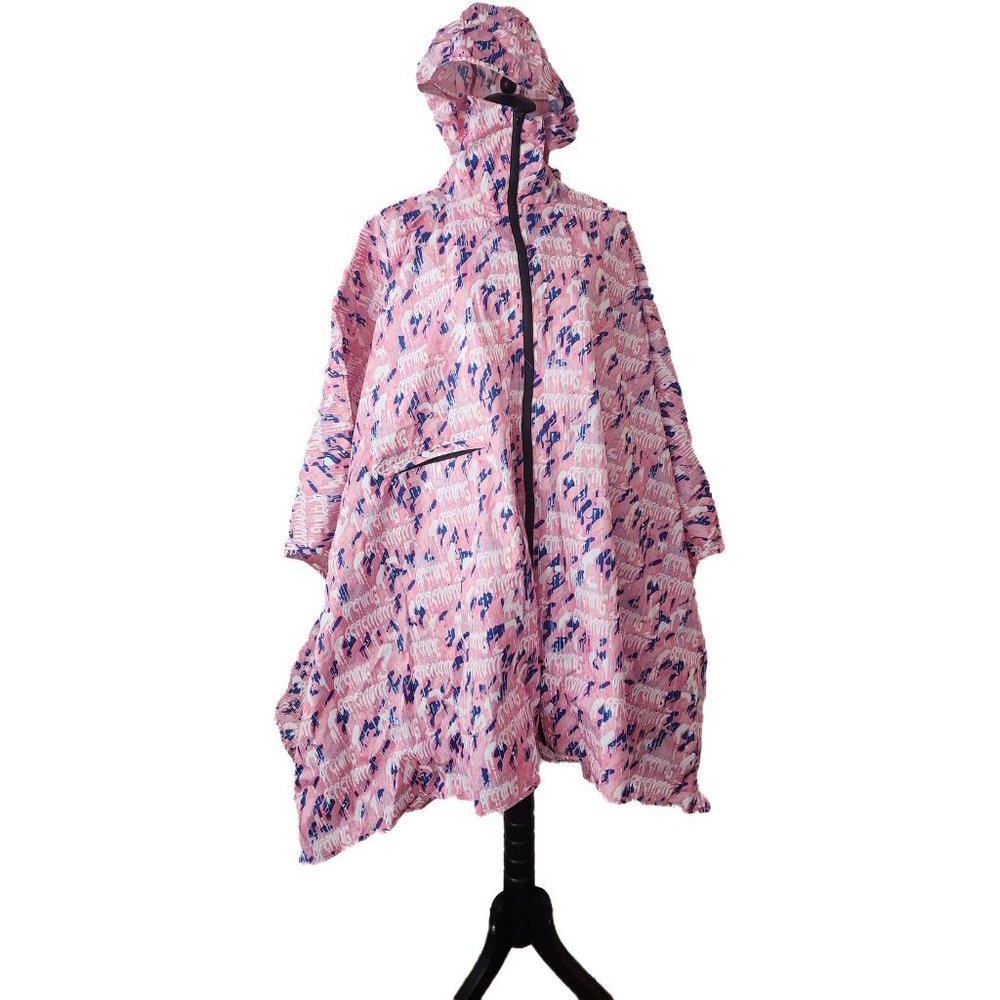 NEW w/o Tags - Pink Opening Ceremony Grafiti Rain Poncho with Carrier Bag